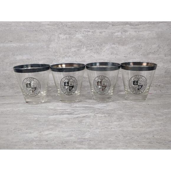 Set Of 4 Memphis State University Glass Cups, Bar Glasses - Picture 1 of 6